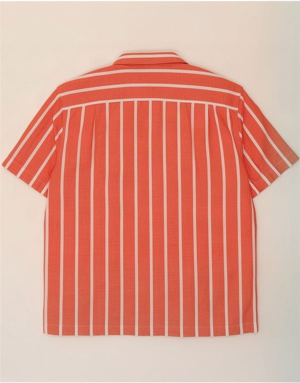 Tommy Hilfiger Camisa de manga corta para hombre XL Algodón a rayas naranja