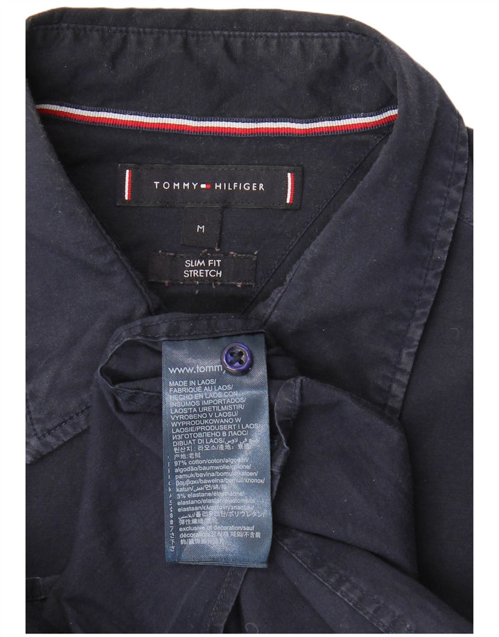 TOMMY HILFIGER Camisa de manga corta slim fit para hombre Algodón azul marino medio