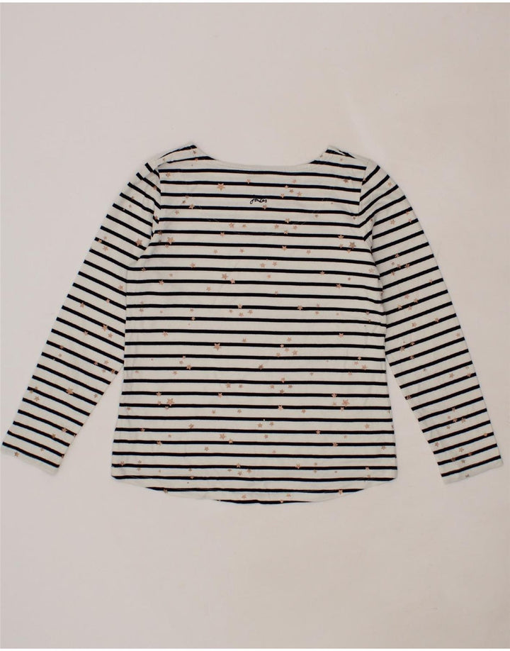 JOULES Womens Abstract Pattern Top Long Sleeve UK 12 Medium White Striped Vintage Joules and Second-Hand Joules from Messina Hembry 