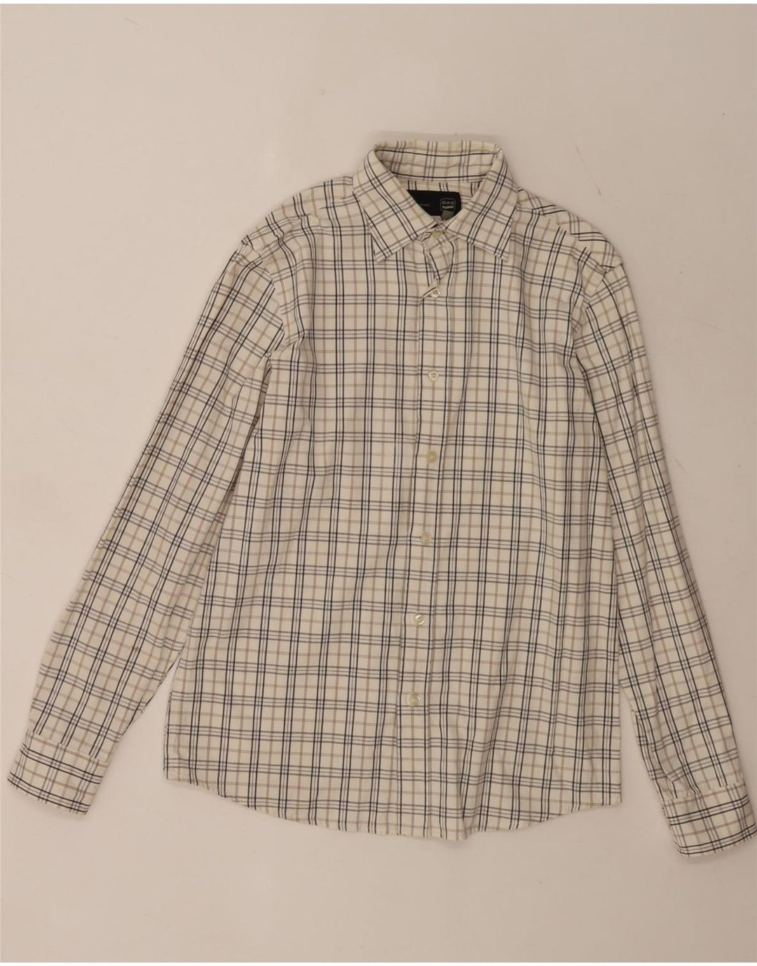 Camisa Gas Hombre Mediana Cuadros Blancos
