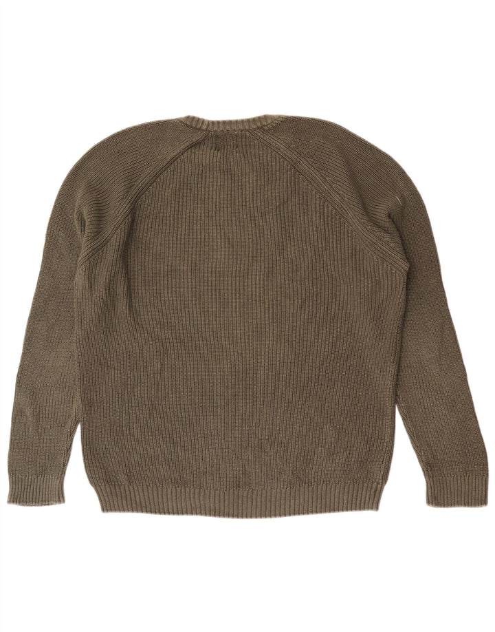Zara Hombre Jersey Cuello Redondo Jersey Grande Algodón Verde