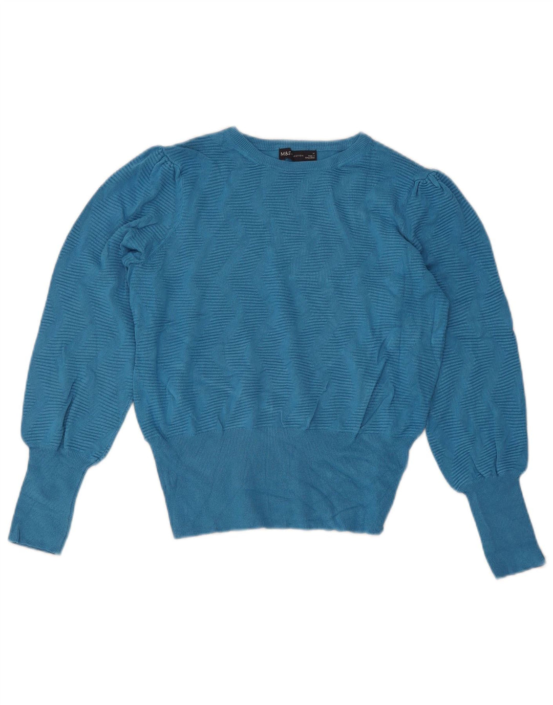 Marks & Spencer Suéter tipo jersey con cuello redondo para mujer UK 44 Azul medio Geométrico