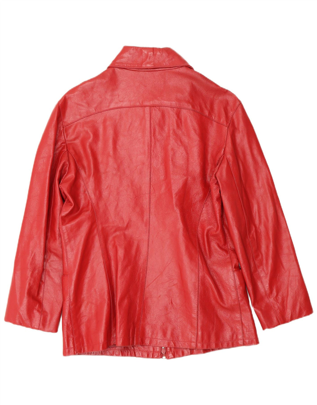 Vintage mujer chaqueta de cuero Reino Unido 14 cuero rojo medio
