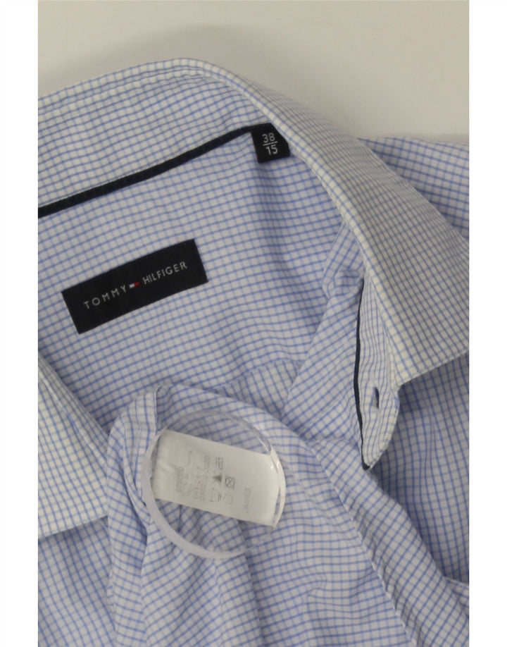 Camisa Tommy Hilfiger para hombre talla 38 15 algodón a cuadros azul mediano