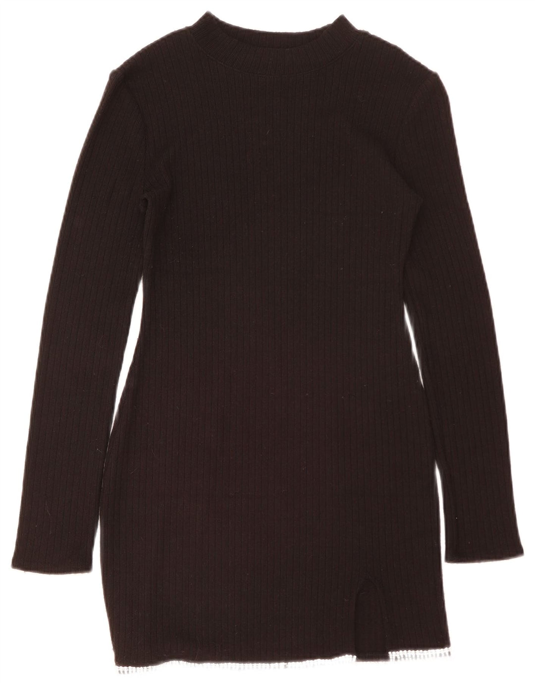 Zara Mujer Vestido Jersey De Manga Larga UK 42 Mediano Negro Poliéster