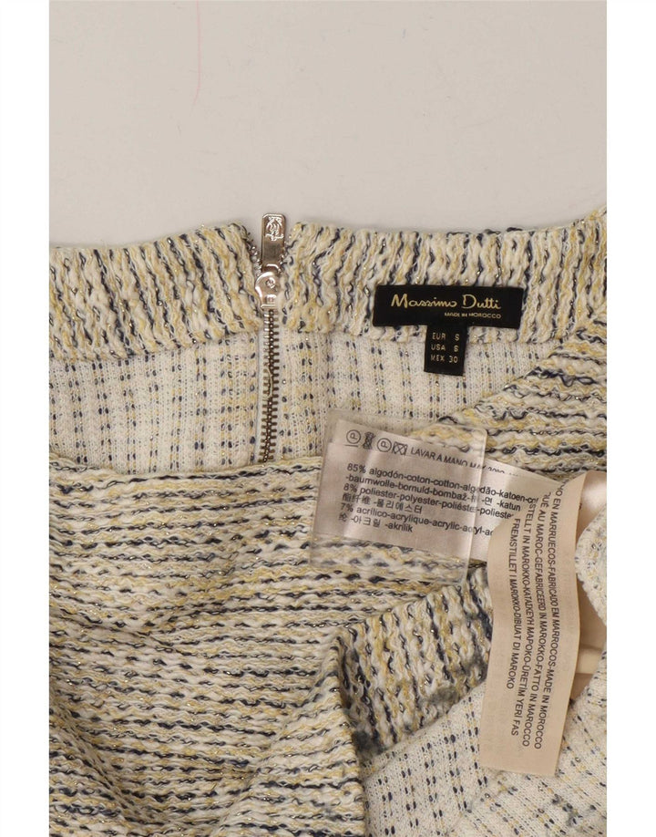 Massimo Dutti Blusa Extragrande Mujer UK 10 Small Algodón Moteado Beige