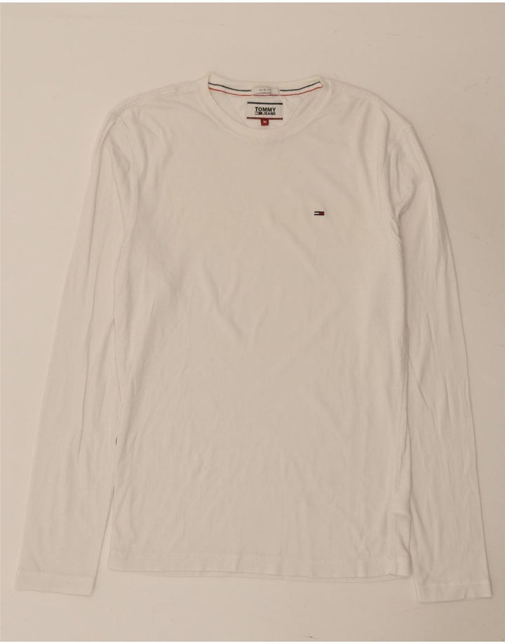 Tommy Hilfiger Hombre Slim Fit Top Manga Larga Algodón Blanco Mediano