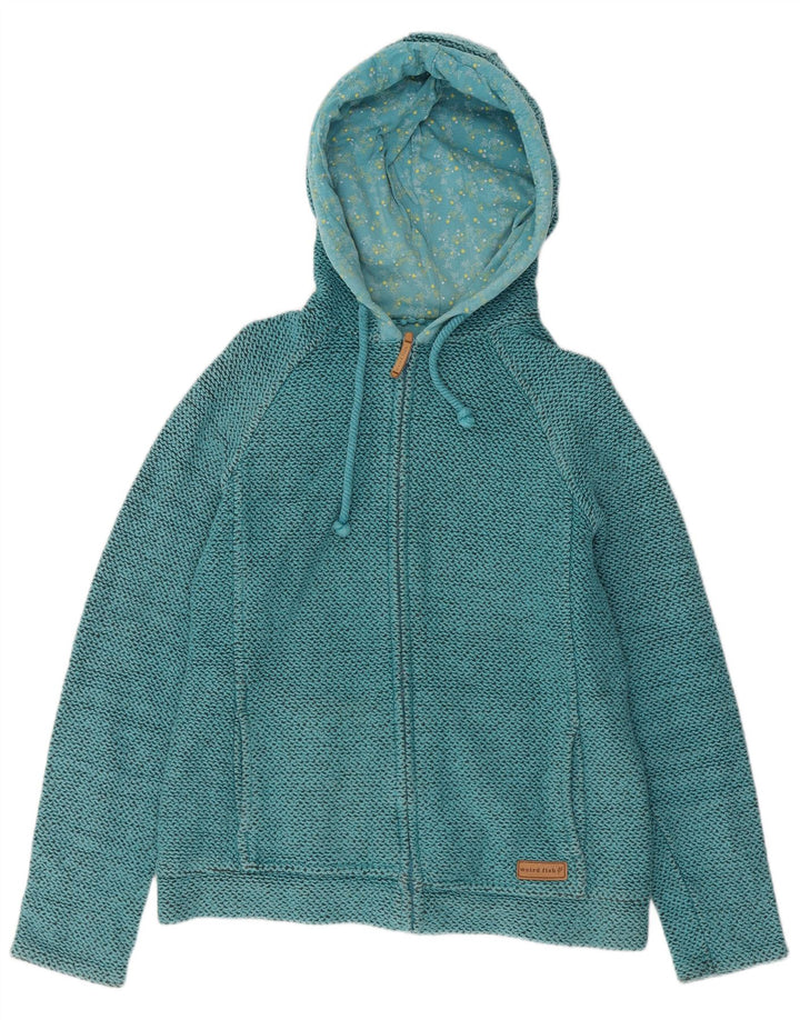 Weird Fish Sudadera con capucha y cremallera para mujer UK 12 Algodón azul medio