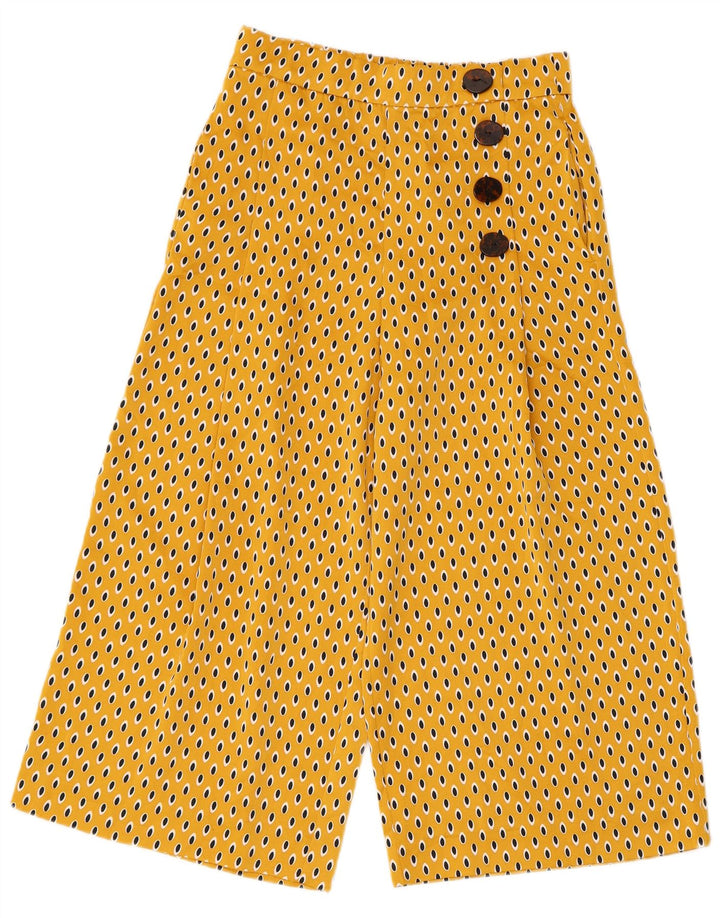 Pantalón Capri Zara Mujer XS W24 L21 Poliéster Moteado Amarillo
