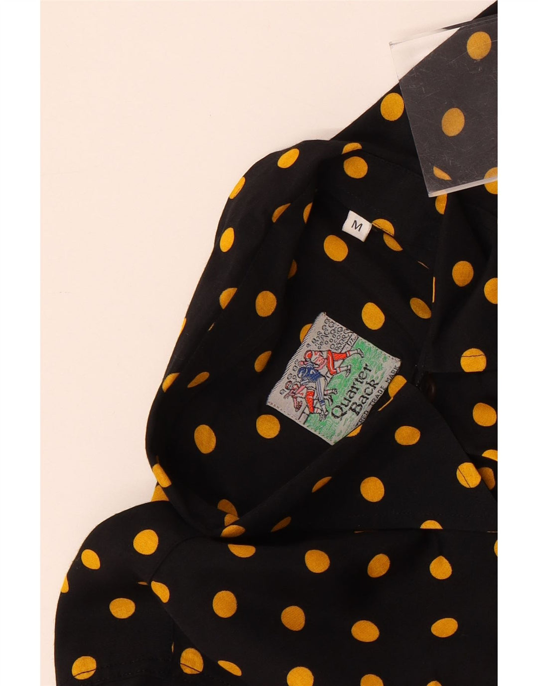 VINTAGE Camisa de manga corta para hombre mediana negra manchada