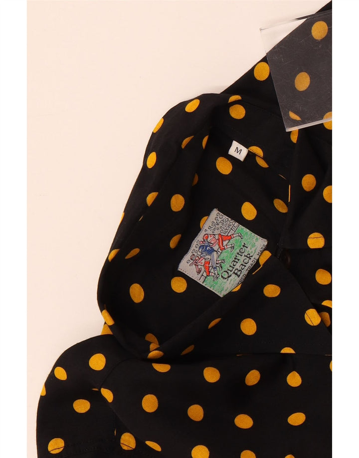 VINTAGE Camisa de manga corta para hombre mediana negra manchada