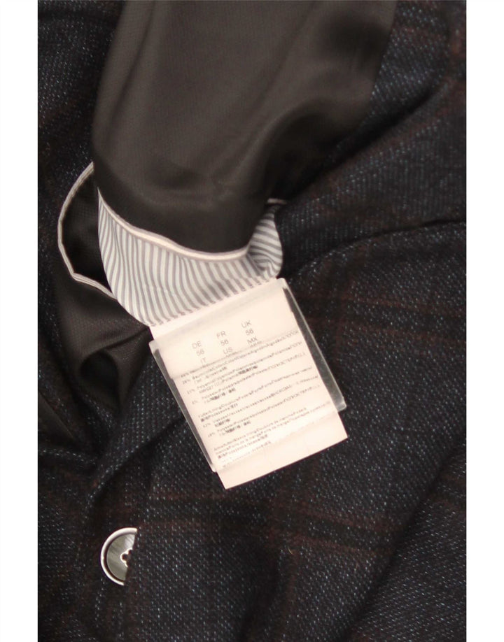 Hugo Boss Chaqueta tipo blazer de 2 botones para hombre EU 56 3XL Lana a cuadros azul marino