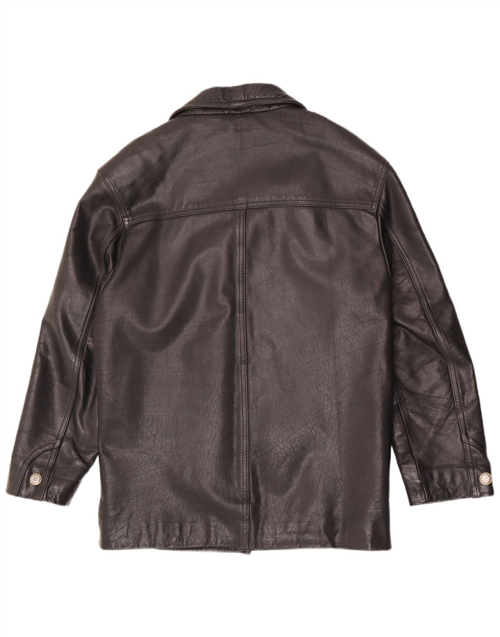 Vintage hombres chaqueta de cuero Reino Unido 38 medio negro