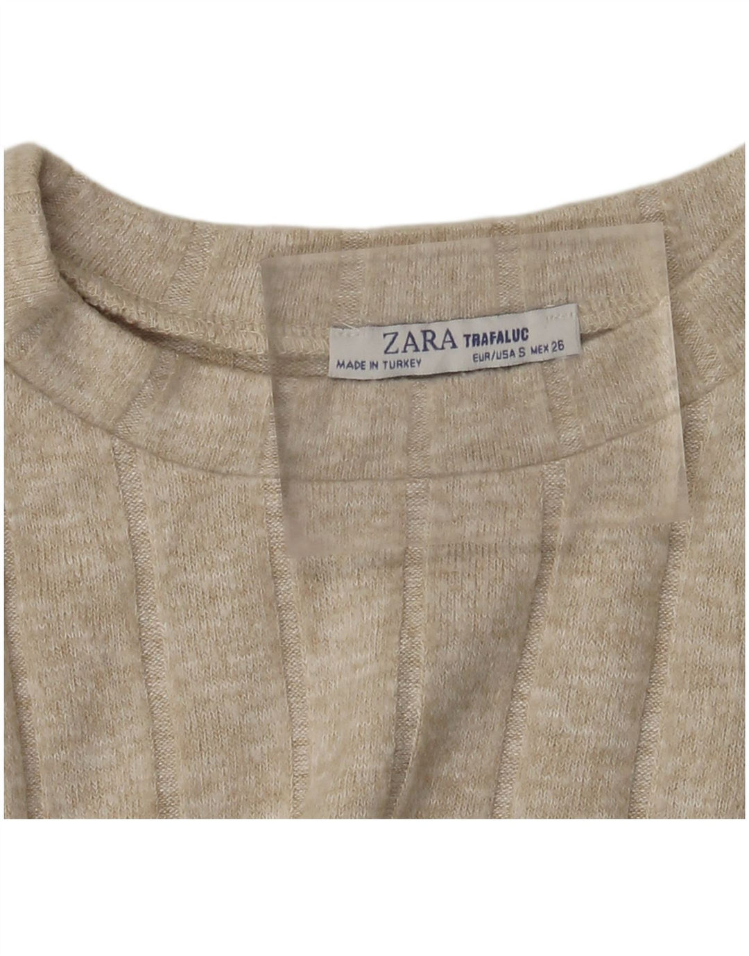 Zara Mujer Crop Camiseta Top UK 10 Small Beige
