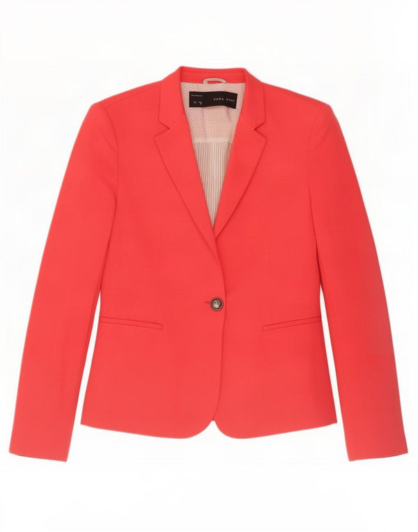 Zara Mujer Chaqueta Blazer De 1 Botón UK 10 Small Rojo