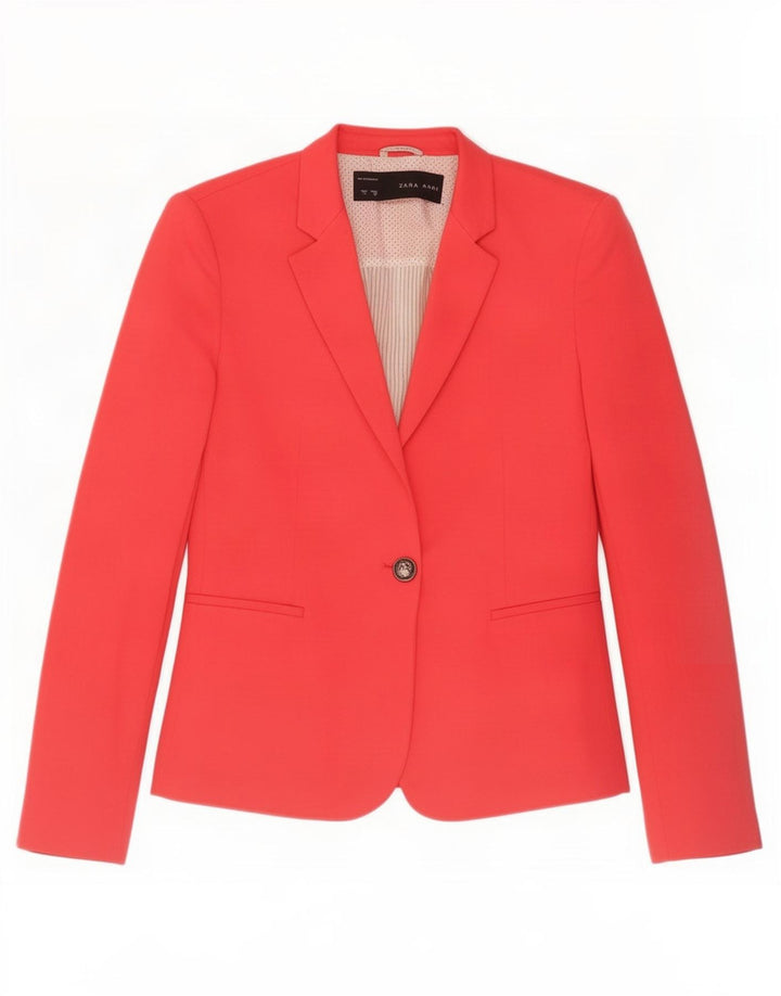 Zara Mujer Chaqueta Blazer De 1 Botón UK 10 Small Rojo