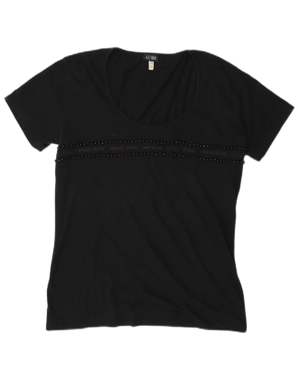 Armani Jeans Camiseta Mujer Top EU 46 XL Negro