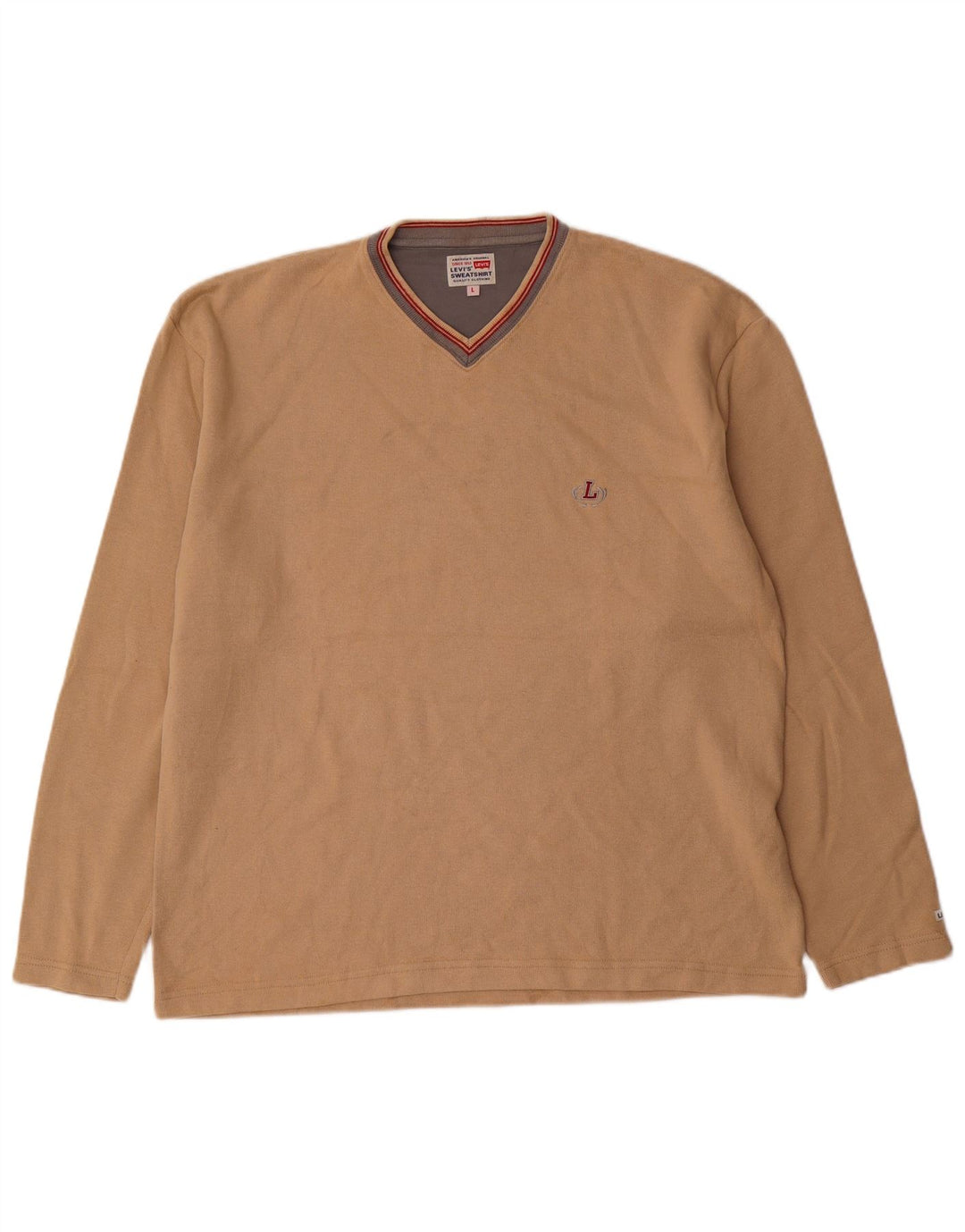 Levi's Jersey con cuello en V para hombre, talla grande, algodón beige