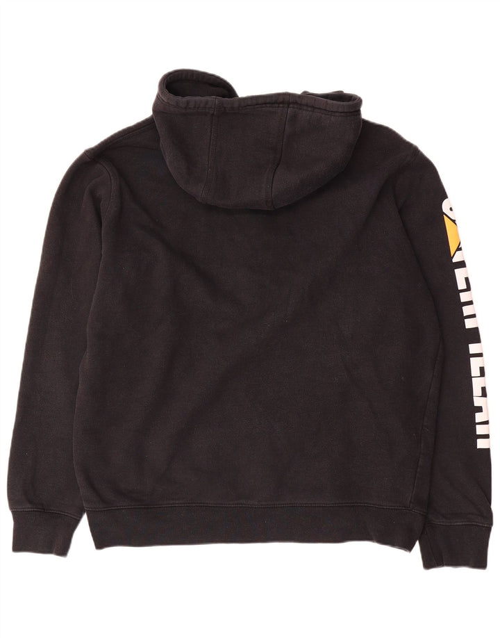 CAT - Sudadera con capucha y cremallera para hombre, talla grande, algodón negro