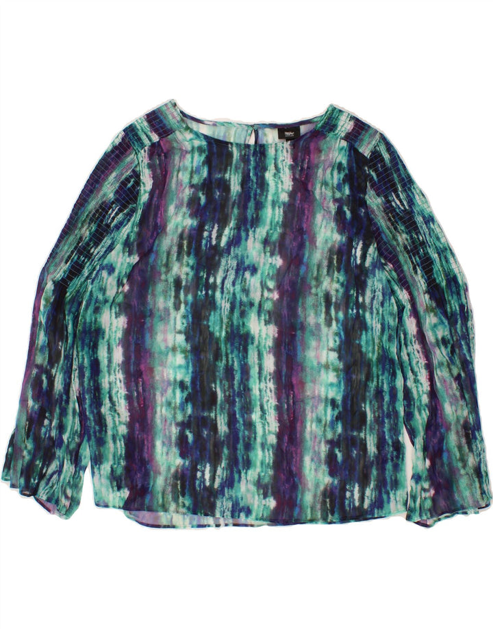 MOSSIMO Womens Long Sleeve Blouse Top UK 20 2XL Blue Striped Polyester Vintage Mossimo and Second-Hand Mossimo from Messina Hembry 