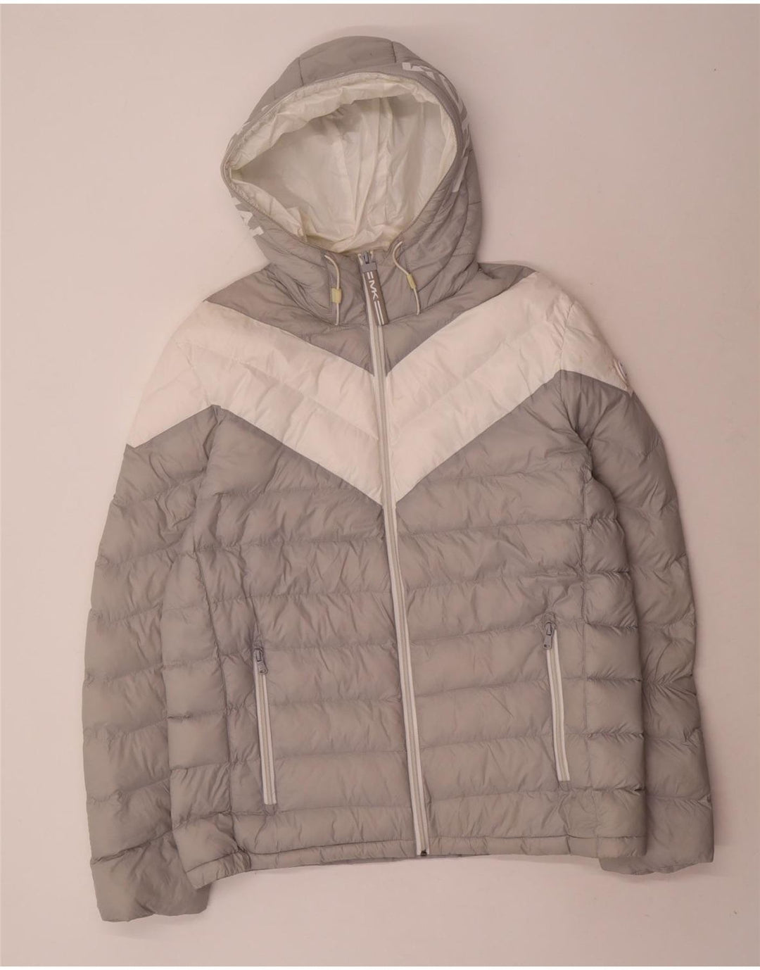 MICHAEL KORS Chaqueta acolchada con gráfico para hombre Reino Unido 40 Grande Gris Colorblock