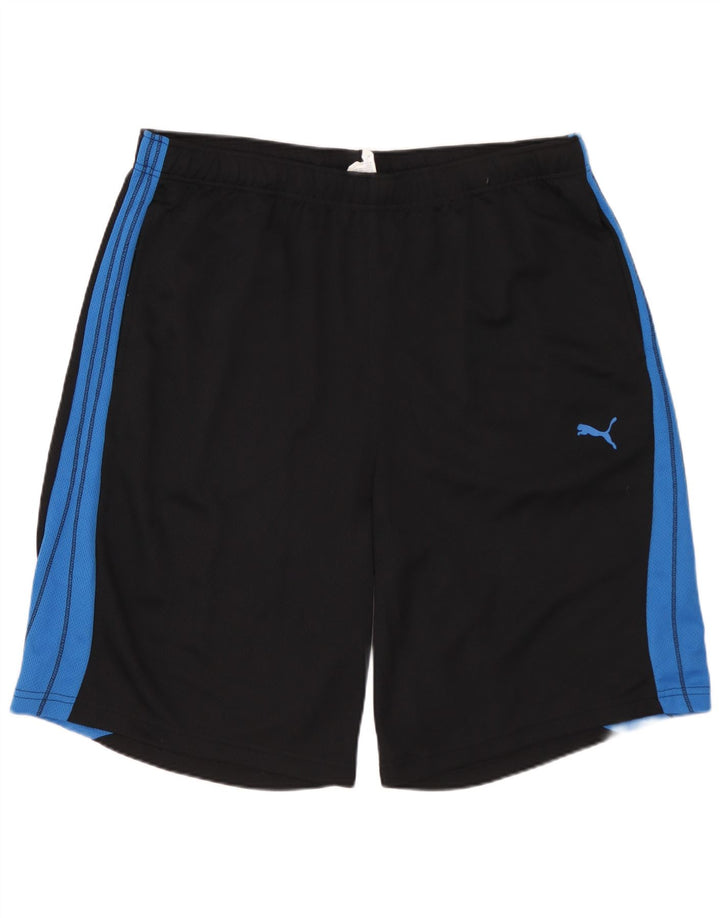 PUMA Pantalones cortos deportivos para hombre poliéster color block negro grande