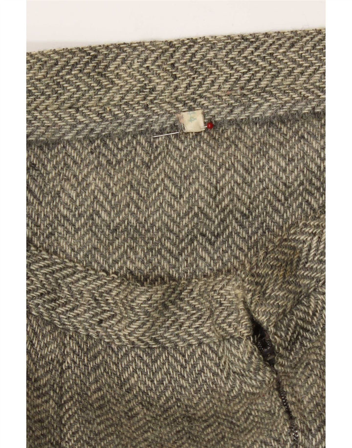 Vintage mujer 2 piezas falda conjunto IT 44 Medio W28 Gris Herringbone