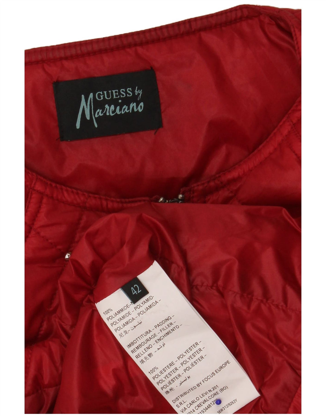Chaqueta Acolchada Mujer Guess By Marciano IT 42 Mediana Poliamida Moteada Roja