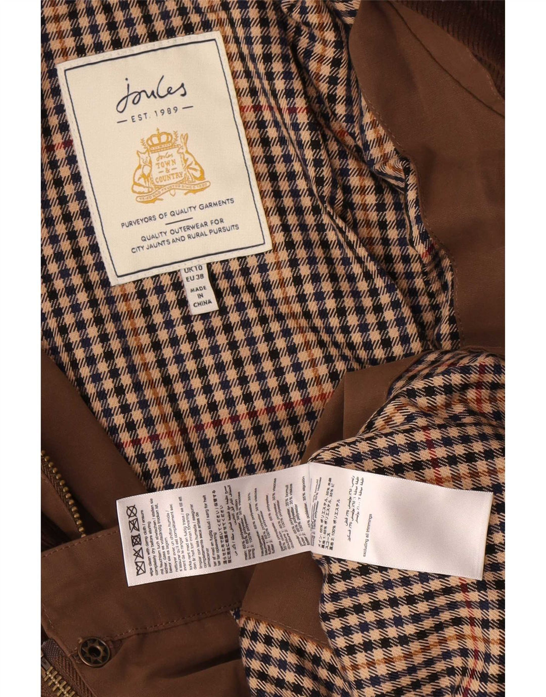 Chaqueta utilitaria extragrande para mujer Joules UK 10 Small Marrón Colorblock