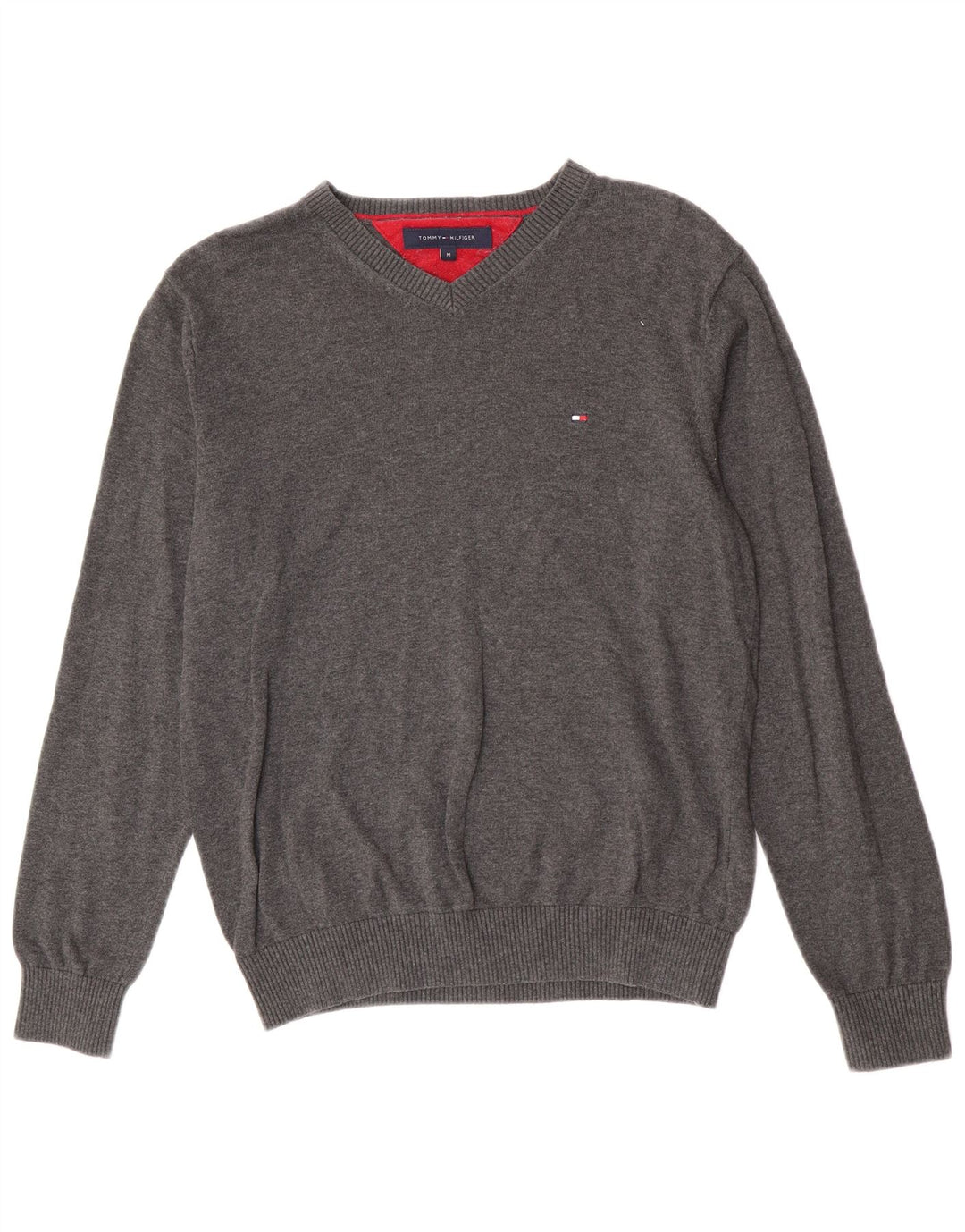 Tommy Hilfiger Jersey con Cuello en V para Hombre de algodón Gris Medio