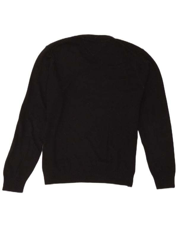 Tommy Hilfiger Jersey con Cuello en V para Hombre Suéter Medio de algodón Negro