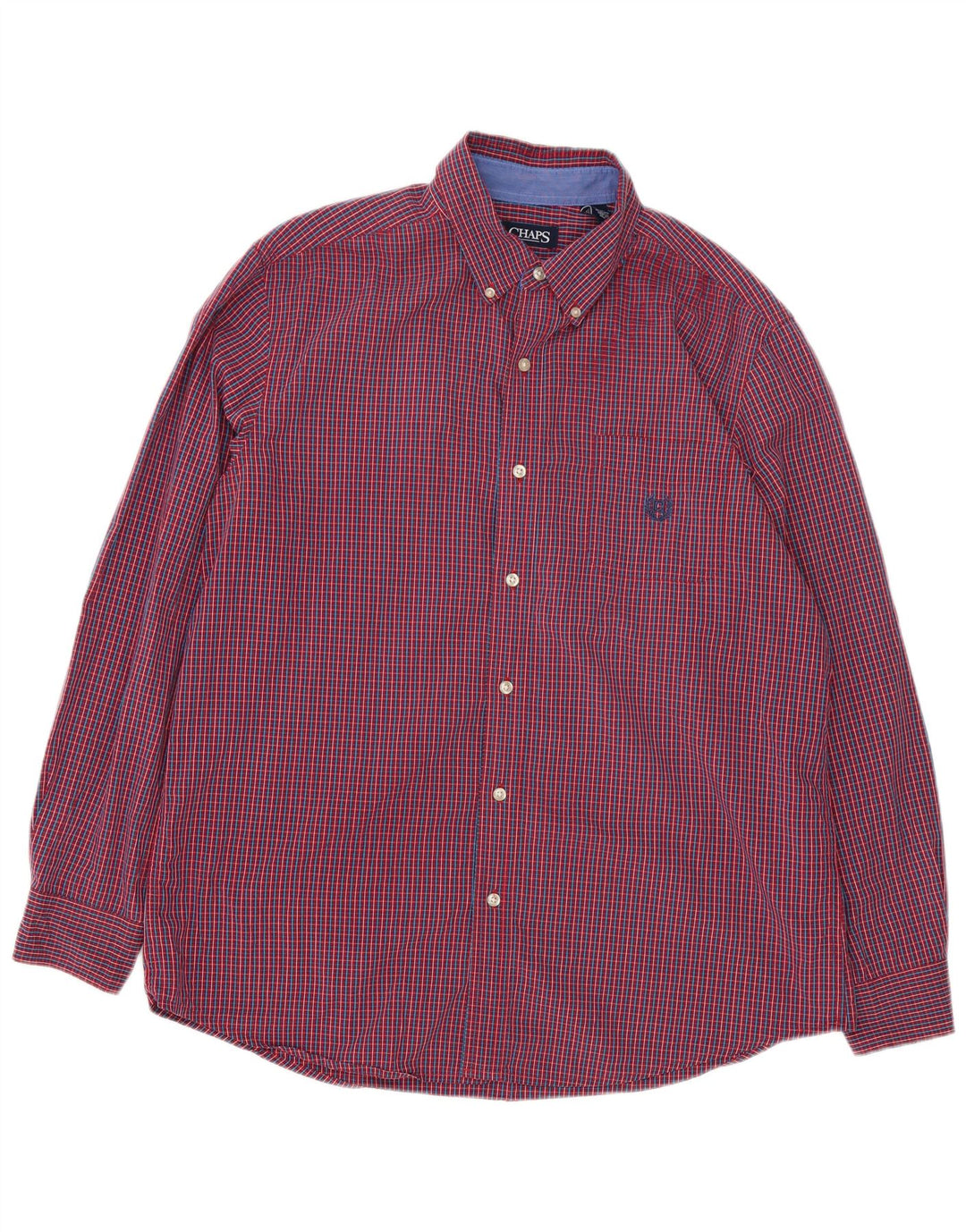 Chaps Camisa para hombre grande de algodón a cuadros rojo