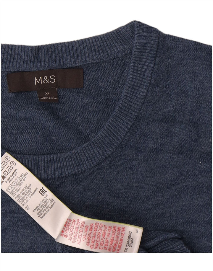 Marks & Spencer Jersey de Cuello Redondo para Hombre XL Acrílico Azul Marino