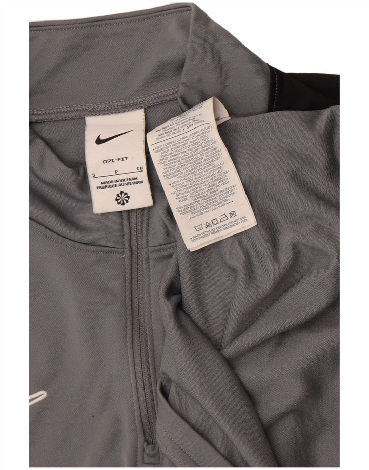 Nike - Camiseta Dri Fit con cremallera y cuello para hombre, manga larga, poliéster color gris pequeño