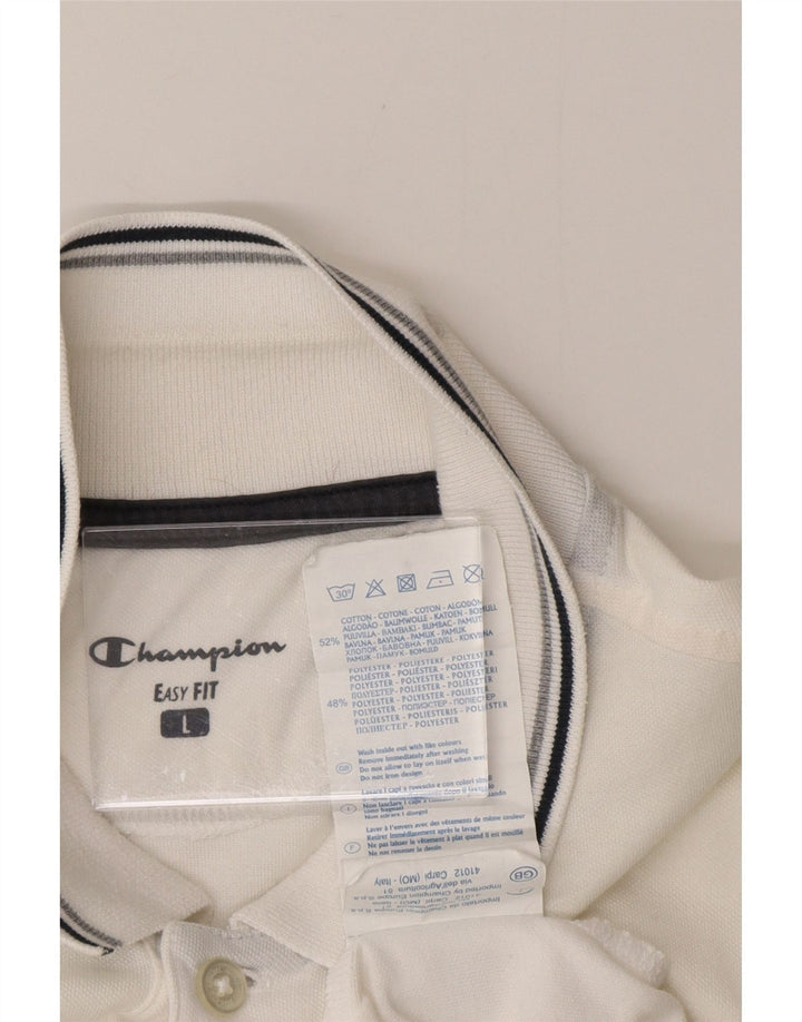 CHAMPION Polo de ajuste fácil para hombre grande de algodón blanco