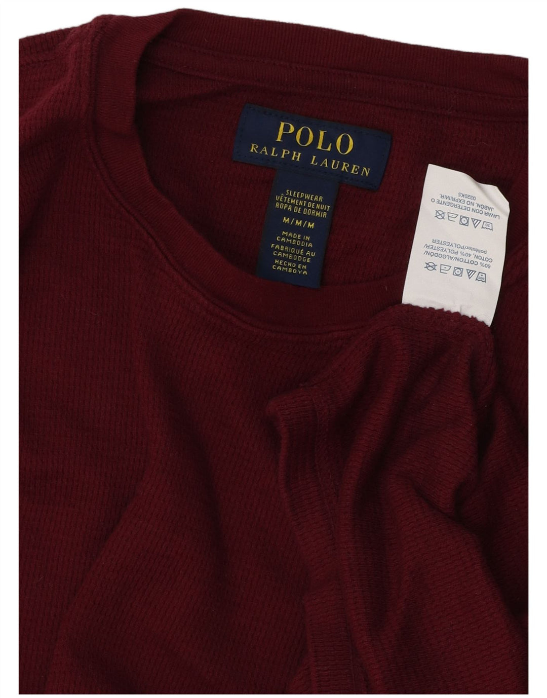 POLO RALPH LAUREN Camiseta Hombre Manga Larga Algodón Granate Medio