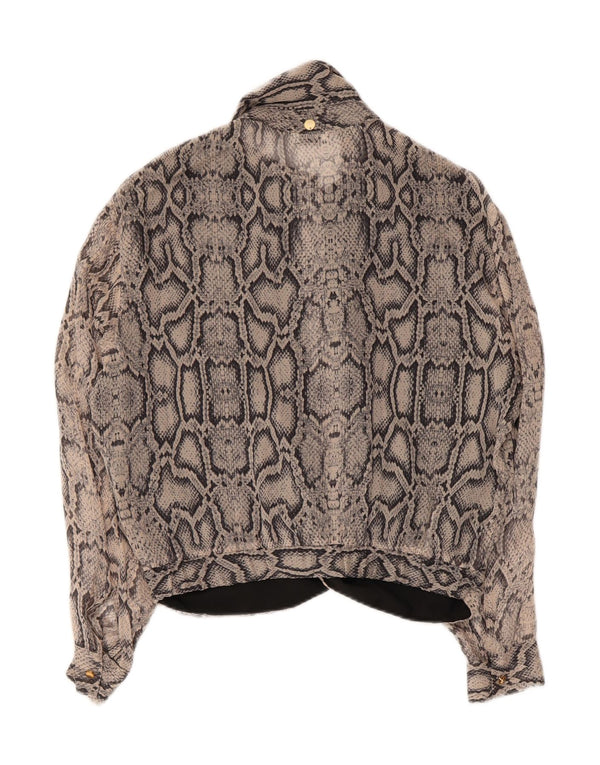 Liu Jo Blusa tipo camisa para mujer UK 44 Grande Gris Estampado animal