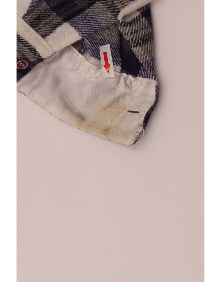 Vintage hombres camisa de franela de gran tamaño pequeño poliéster a cuadros multicolor