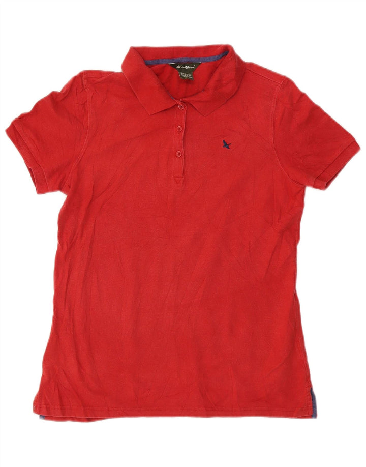 EDDIE BAUER Polo para mujer UK 10 Small Red Cotton