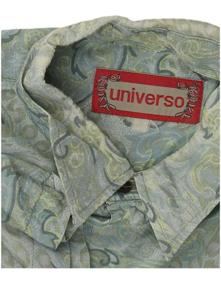 Camisa Vintage Hombre Manga Corta XL Azul Paisley