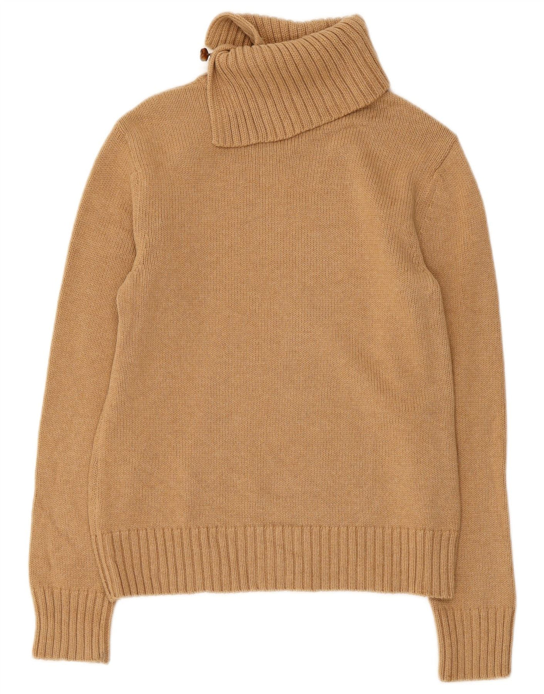 RALPH LAUREN Suéter tipo jersey con cuello y botones para mujer Reino Unido 12 Algodón beige medio