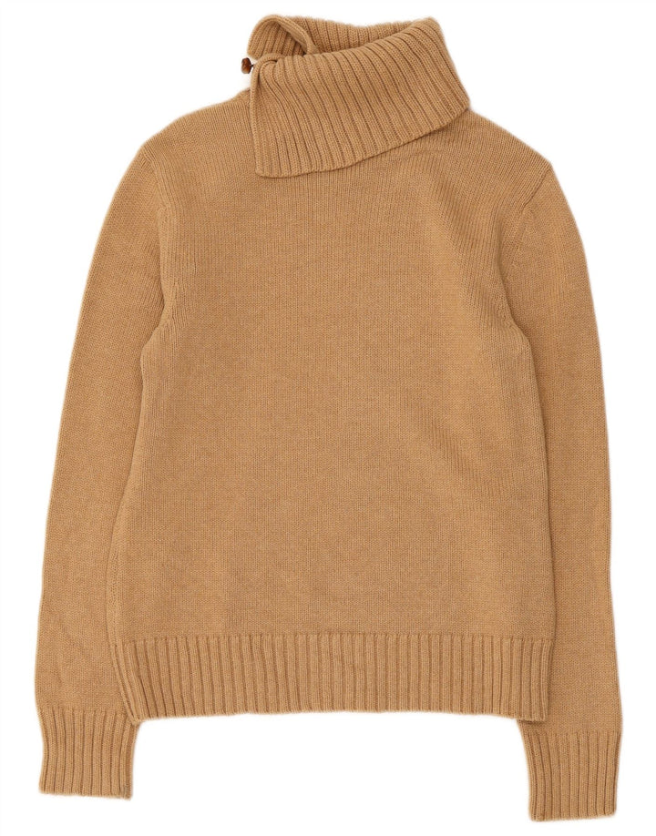 RALPH LAUREN Suéter tipo jersey con cuello y botones para mujer Reino Unido 12 Algodón beige medio
