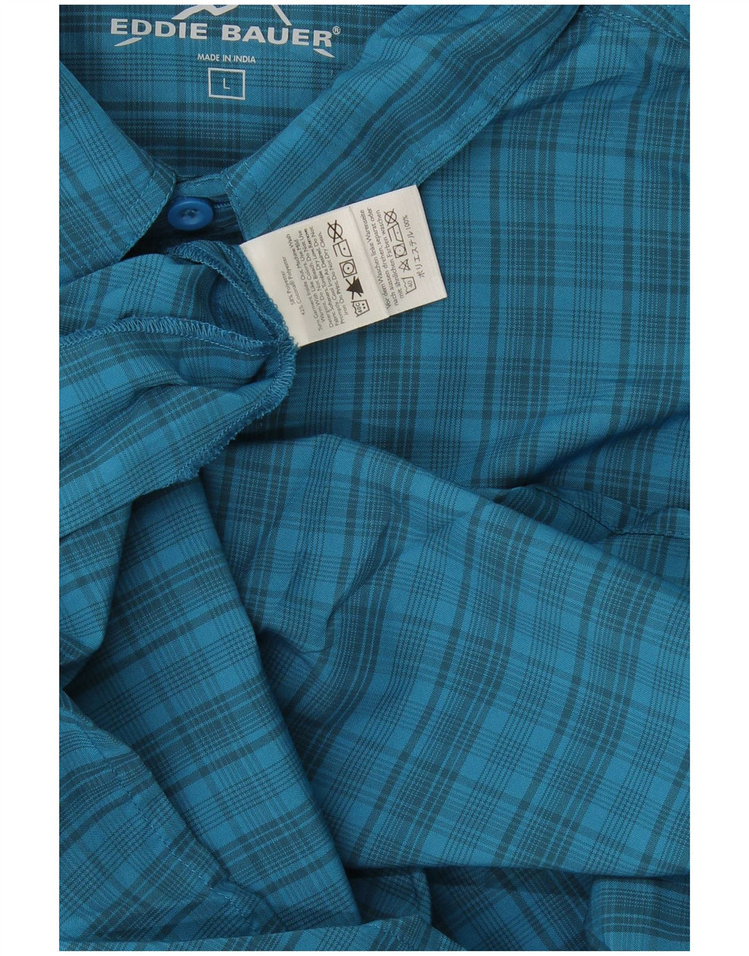 Eddie Bauer Camisa de manga corta para hombre Poliéster a cuadros azules grandes