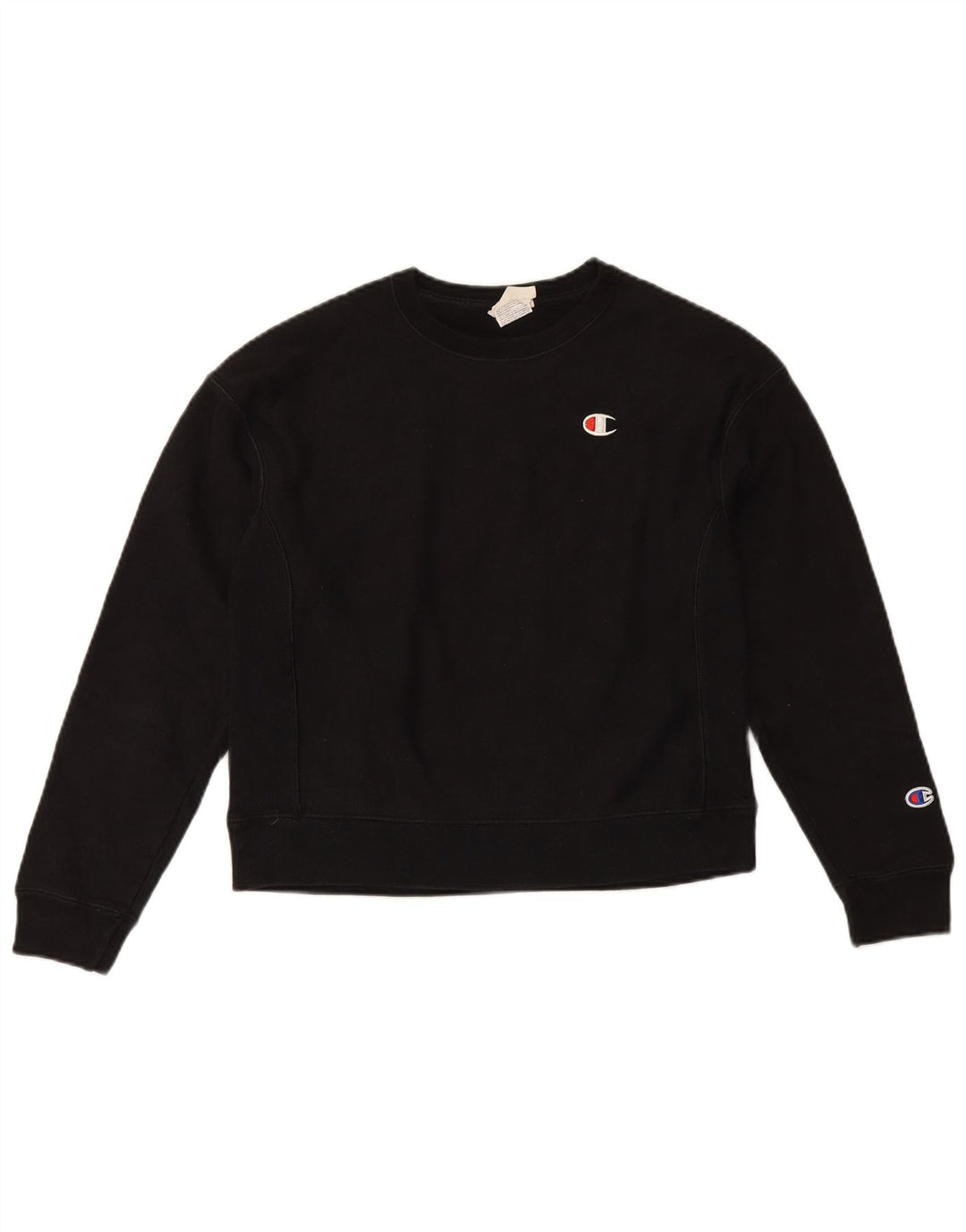 Champion Sudadera de tejido inverso para mujer, talla 10, algodón negro pequeño