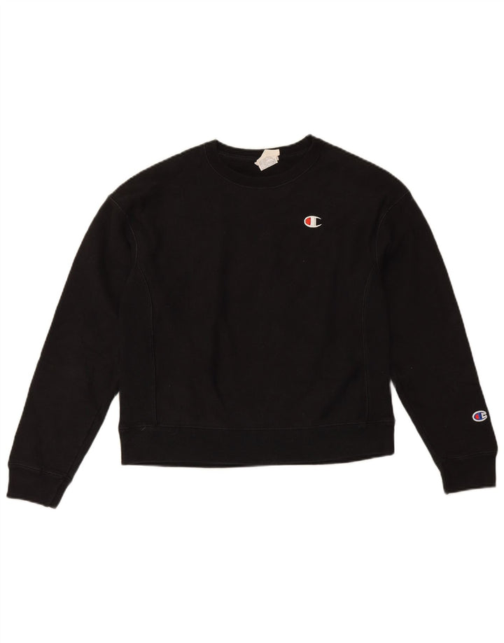 Champion Sudadera de tejido inverso para mujer, talla 10, algodón negro pequeño