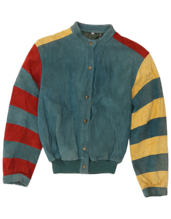 Vintage mujer bomber chaqueta EU 36 pequeño bloque de color verde