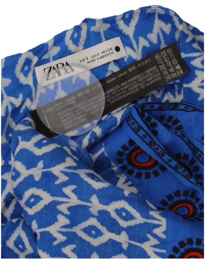 Zara Mujer Falda Cruzada Small W26 Viscosa Geométrica Azul