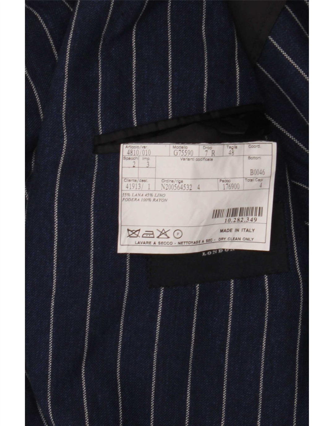 Burberry Chaqueta tipo blazer de 2 botones para hombre IT 48 Lana mediana a rayas azul marino