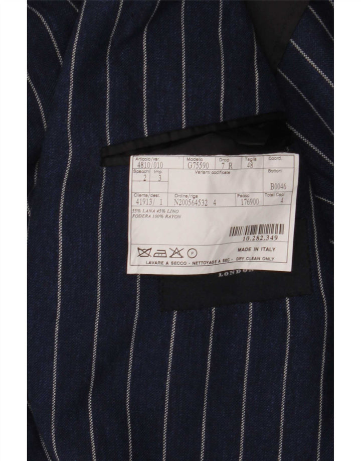 Burberry Chaqueta tipo blazer de 2 botones para hombre IT 48 Lana mediana a rayas azul marino