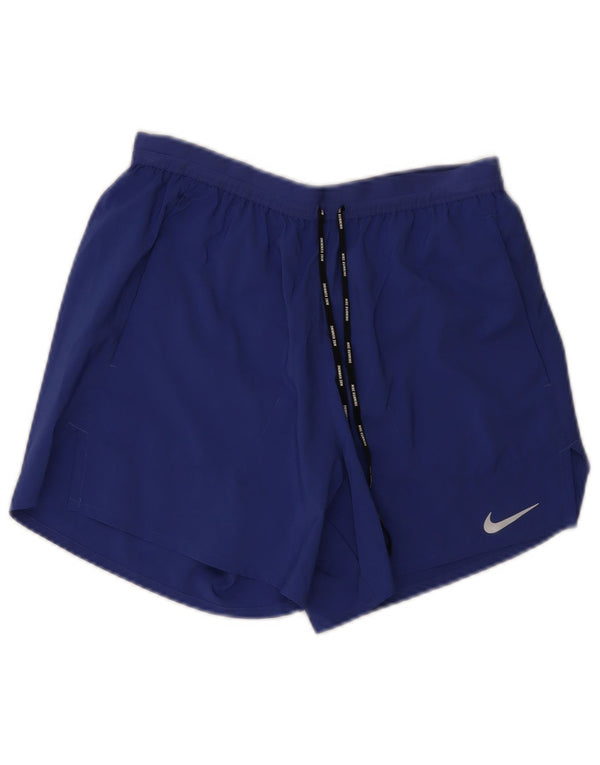 NIKE Womens Dri Fit Sport Shorts UK 12 Medium  Blue Polyester